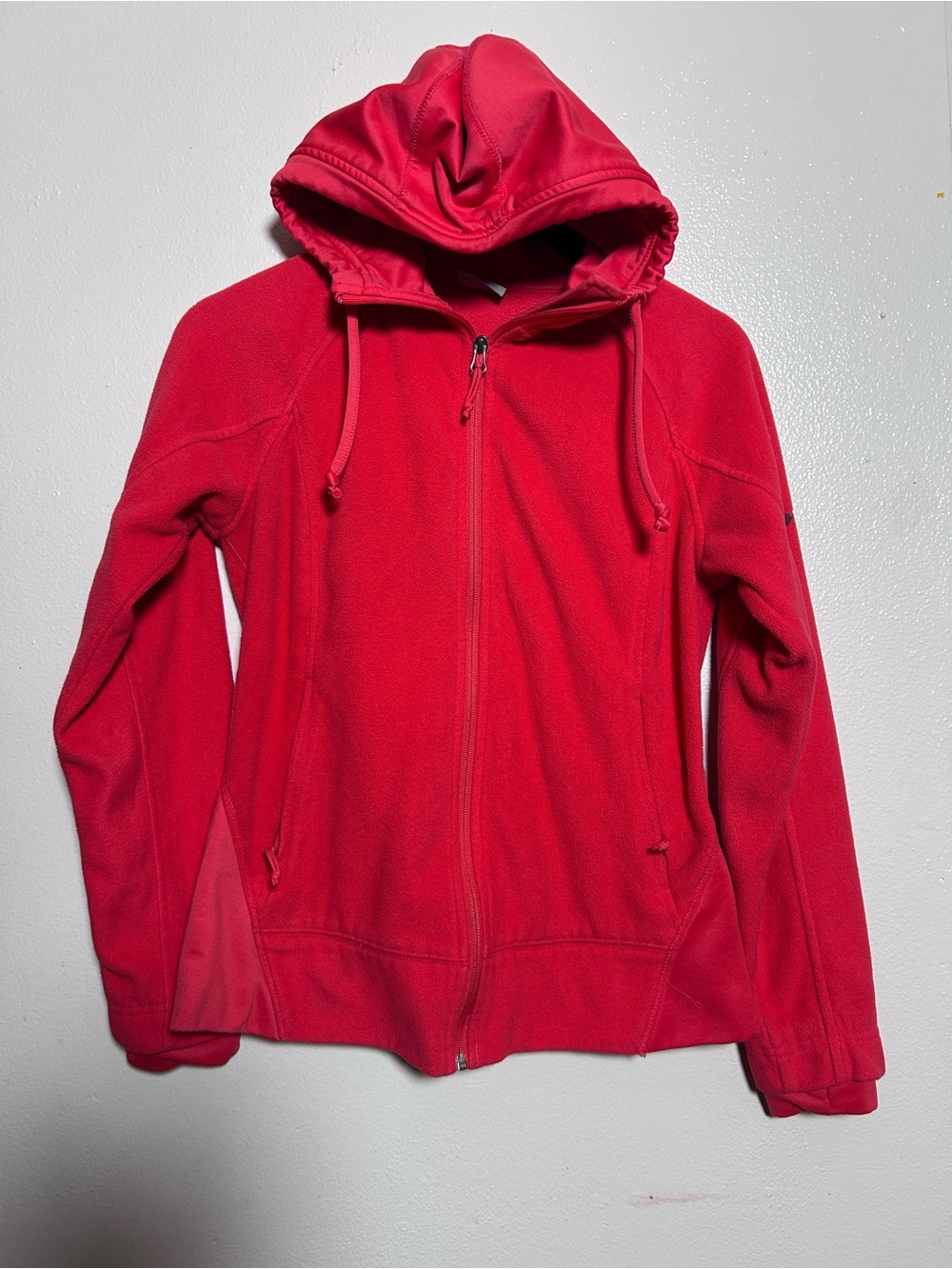 Women's Red Full Zip Columbia Small Hooded Fleece Jacket